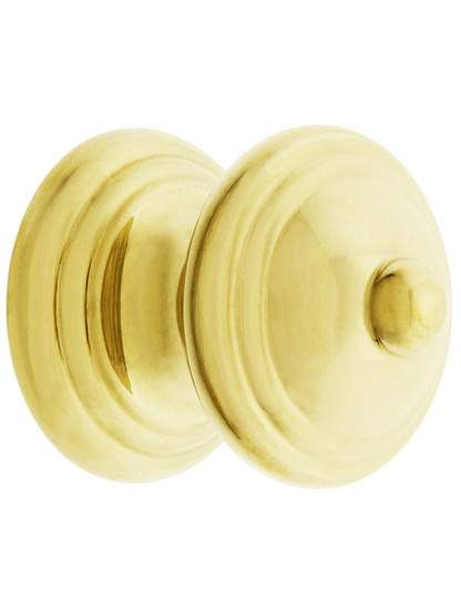 Traditional Brass Cabinet Knob with Turned Base - 1 inch Diameter in Unlacquered Brass.